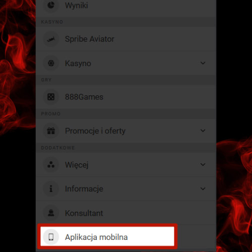 Znajdź sekcję „Pobierz aplikację” w 888Starz