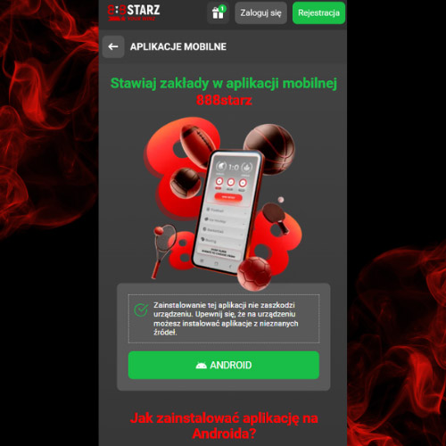 Kliknij przycisk pobierania pliku APK w 888Starz